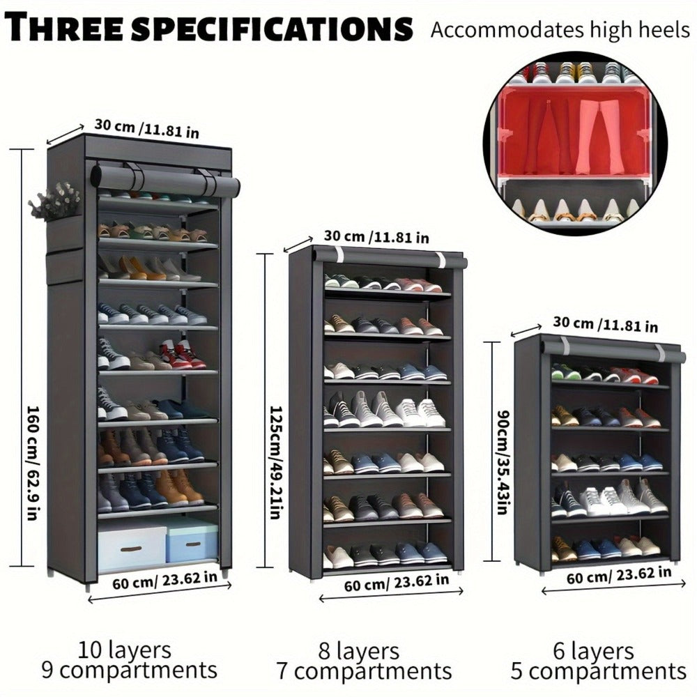 Organizador de Zapatos Resistente con Fácil Montaje - Construcción Robusta de Metal/Plástico, Diseño Vertical que Ahorra Espacio, Capacidad para 27-35 Pares (Tacones Altos, Botas, Zapatillas) - Zapatero Independiente para Entrada, Armario, Apartamento - N