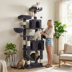 Rascador para gatos | AMHANCIBLE Árbol para gatos enorme, 180 cm, para gatos grandes adultos de interior, torre para gatos con 8 postes
