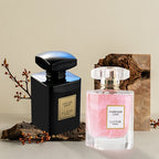 LASTAR Juego de 2 botellas de Eau de Parfum para mujer, 55 ml de perfume Shimmy Pink con delicado aroma floral, 55 ml de elegante botella negra con aroma  y especiado, fragancia de larga duración, regalos de Navidad/Año Nuevo (paquete de 2)