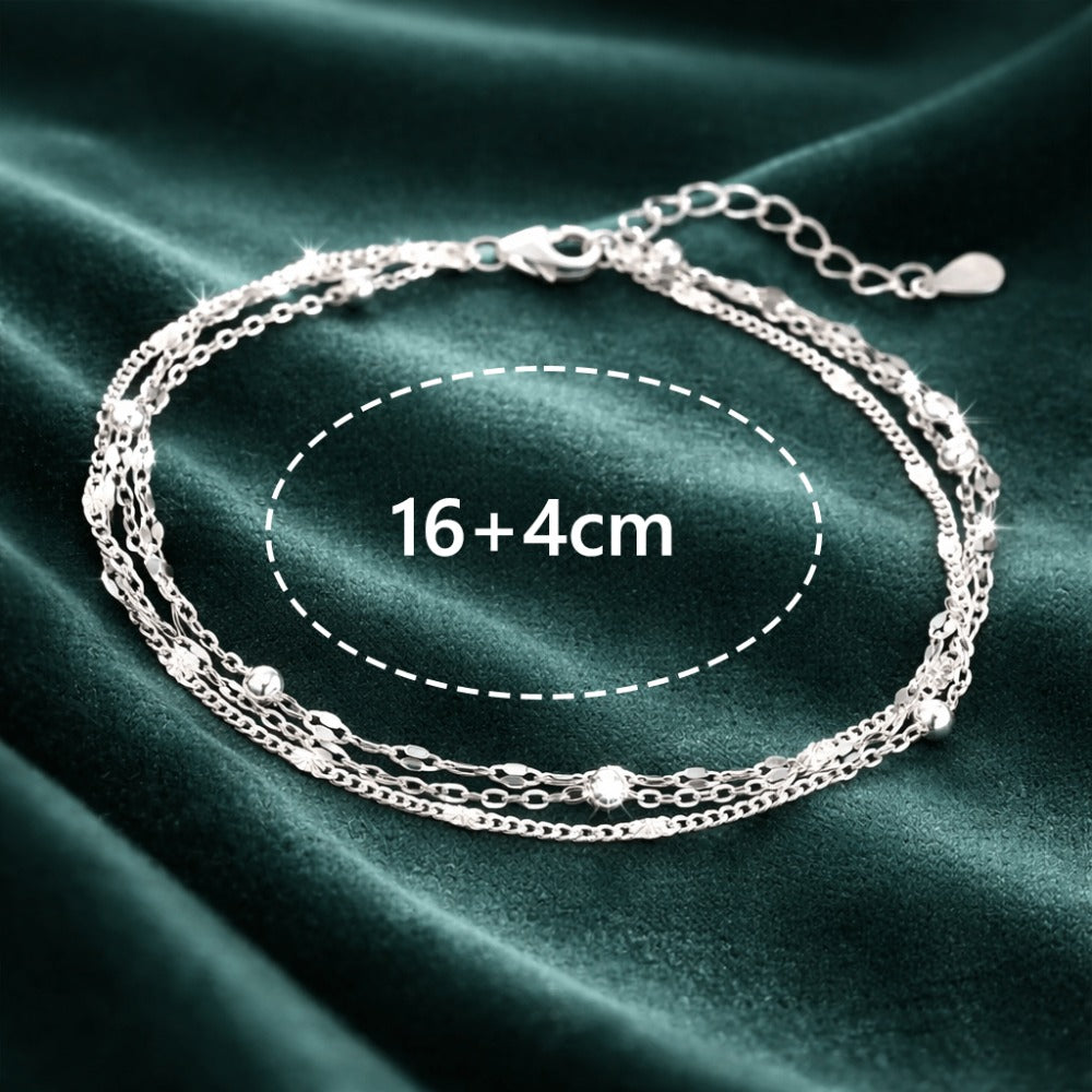 Pulsera de Plata 925 para Mujeres, Pulsera de Amistad Ajustable, Multicapa - Joyería Creativa para Mujeres, Regalo para San Valentín, Cumpleaños, Navidad