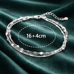 Pulsera de Plata 925 para Mujeres, Pulsera de Amistad Ajustable, Multicapa - Joyería Creativa para Mujeres, Regalo para San Valentín, Cumpleaños, Navidad