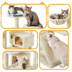 Rascador para gatos Costoffs, de 145 cm de altura, robusto árbol trepador con postes de sisal para rascar, 2 cuevas para gatos y sisal de juego para gatos