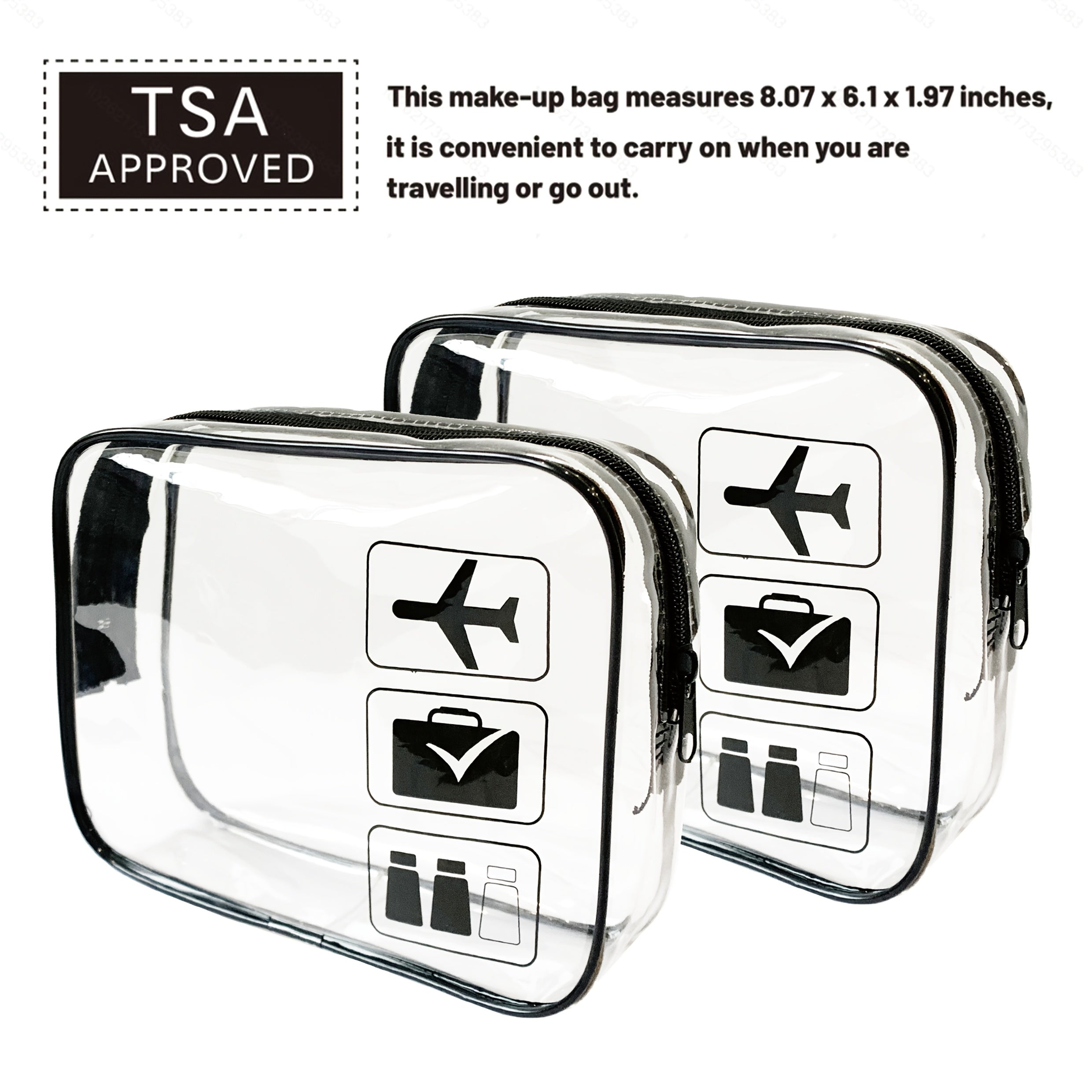 Neceser Transparente Aprobado por la TSA, Tamaño Cuarto para Equipaje de Mano en Aeropuertos, Diseño Transparente para Fácil Visualización, Ideal para Artículos de Cuidado de la Piel y Maquillaje, Equipaje de Mano para Aeropuerto | Aspecto Elegante | Adic