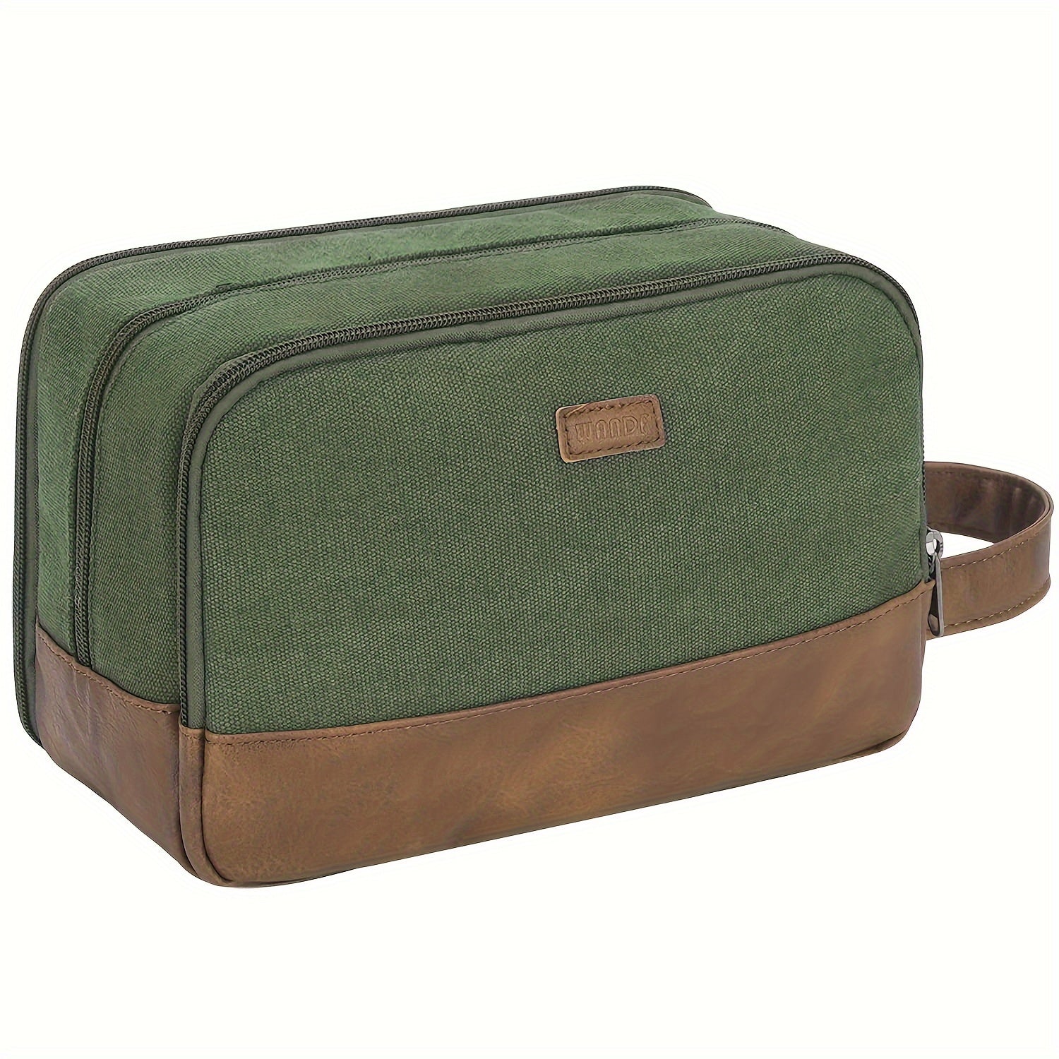 Neceser de Viaje de Lona con Asa Lateral para Hombre y Mujer, Organizador de Artículos de Aseo de Viaje, Bolsa de Afeitado con Bolsillo Separado para Artículos Secos y Húmedos para Viajes