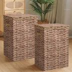 Cesta de lavandería grande de ratán estampado con espacio de almacenamiento, cesta de lavandería para el baño, cesta para toallas de hotel de cinco estrellas, cesta de lavandería, dimensiones 40 x 35 x 60 cm
