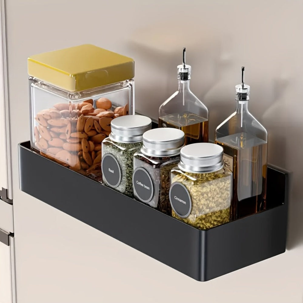 2 Piezas de Cestas de Almacenamiento Magnéticas Grandes de Plástico, Soporte Magnético para Especias, Sin Necesidad de Taladrar o Pegar, Estante Extraíble, Adecuado para Refrigerador, Microondas y Lavadora