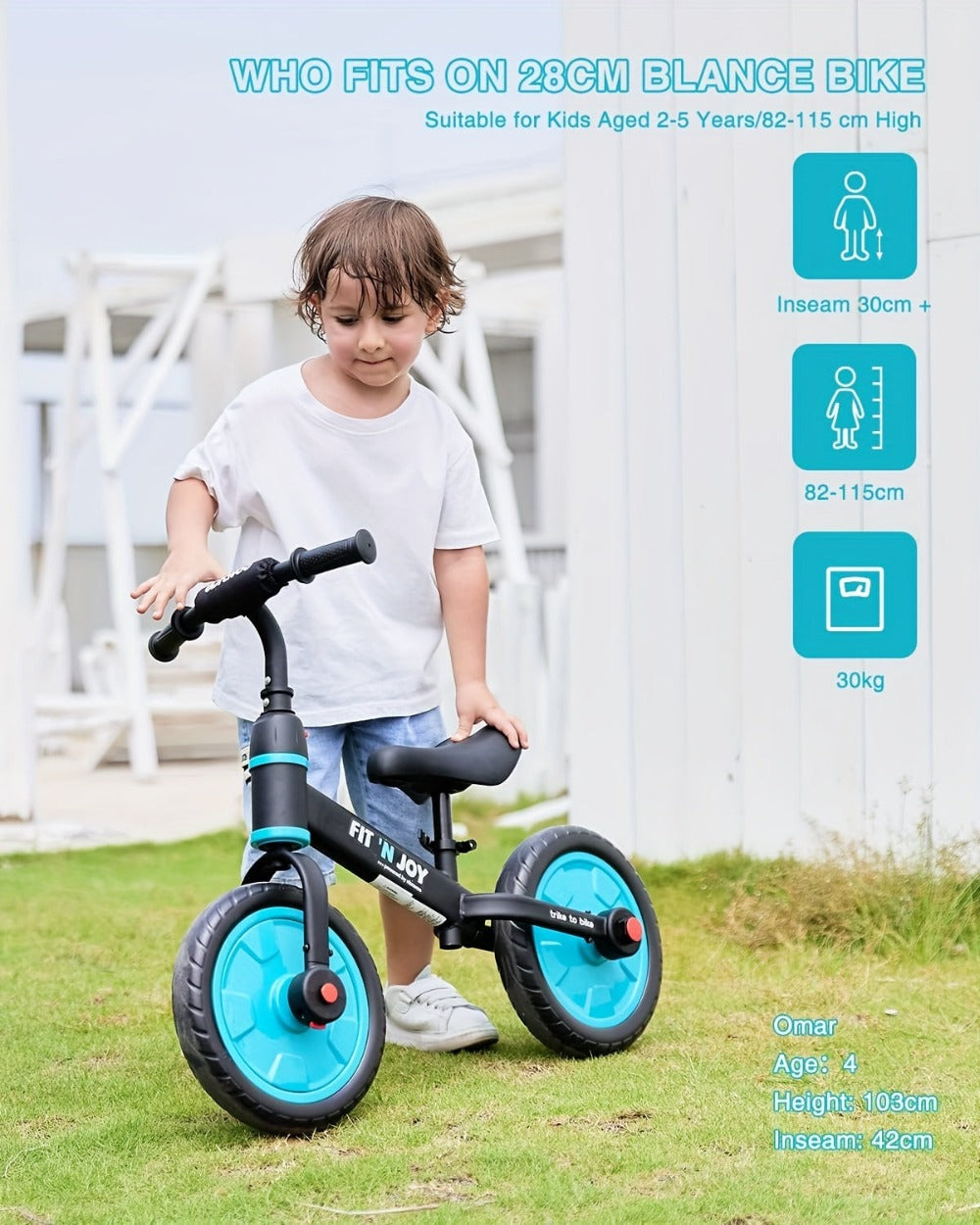 UBRAVOO Fit 'n Joy Bicicletas Infantiles, Bicicleta de Equilibrio 4 en 1 para Niños con Pedales y Estabilizadores, Bicicleta de Triciclo a Bicicleta para Niños y Niñas de 2 a 5 Años