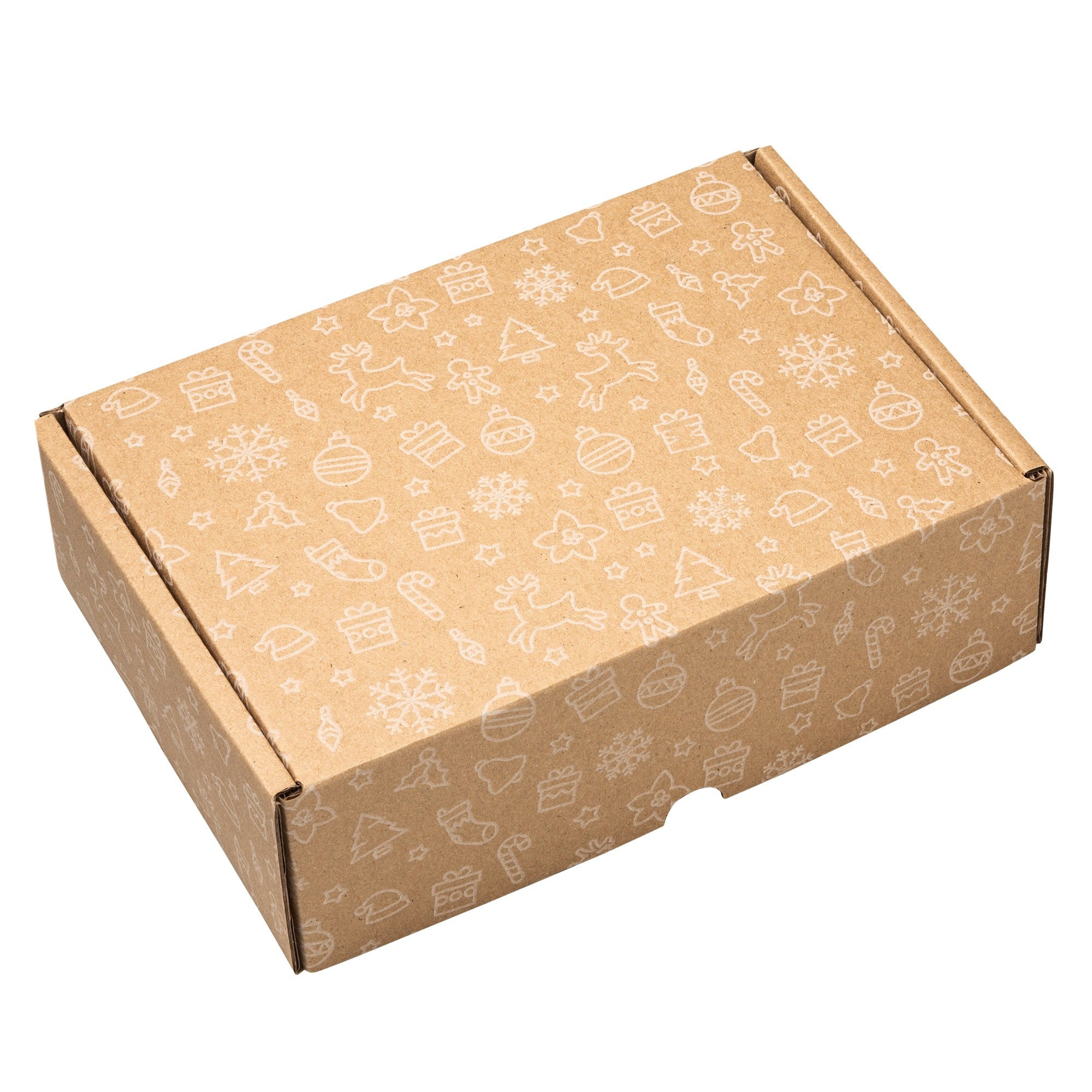 Caja Cartón Envío Navidad, Caja Cartón Navidad Automontable de Cartón Kraft, Caja Regalo - Packer PRO