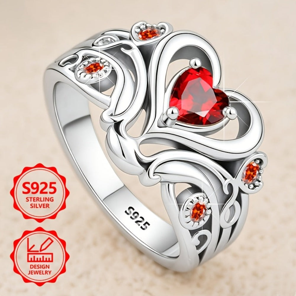 Plata de ley 925 PM:E27 - Un exquisito anillo de moda para mujer, elegante y con estilo, adornado con circonita cúbica sintética brillante. Esta joya de alta gama para mujer es perfecta para vacaciones, uso diario y un regalo conmemorativo ideal para amig