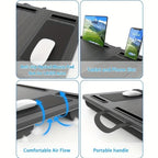 Escritorio portátil multifuncional con asa para fácil movimiento, escritorio para portátil con reposamuñecas, ranura para tableta y teléfono, y alfombrilla de ratón, estructura de madera duradera, escritorio de oficina, apto para oficina en casa, estudio