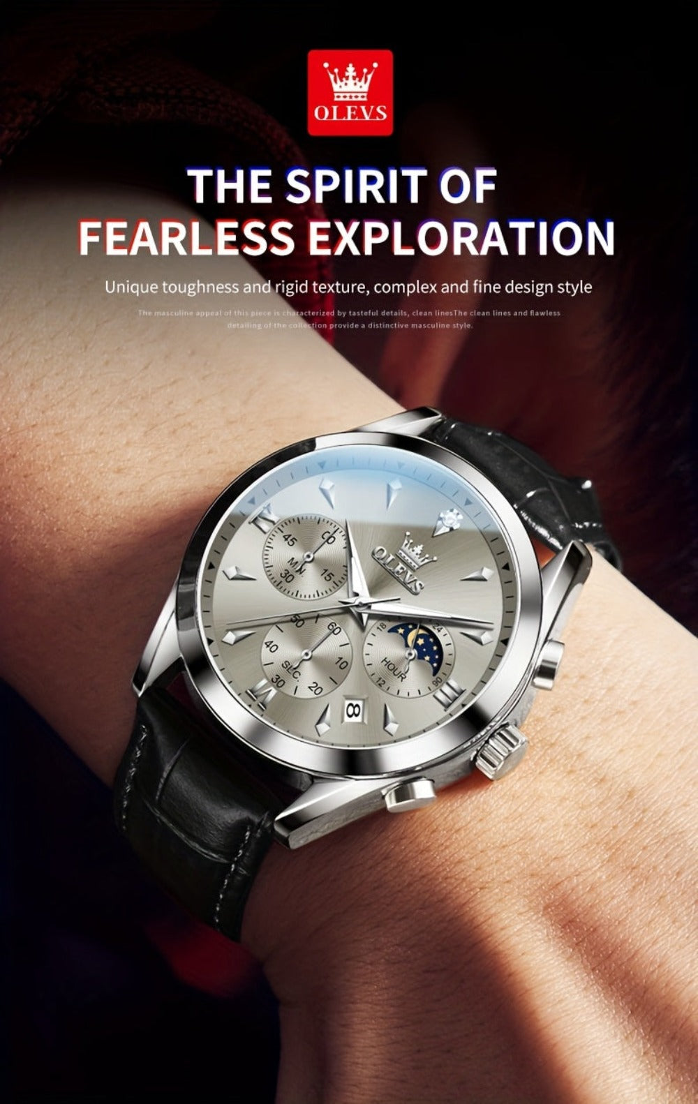OLEVS Reloj para Hombre Clásico Cronógrafo Cuero Marrón Caja Dorada Analógico Cuarzo Moda Negocios Vestir Cara Grande Reloj de Hombre Día Fecha Luminoso Casual Reloj de Pulsera Masculino Regalos Románticos Relojes De Hombre Azul/Negro/Blanco/Marrón Esfera