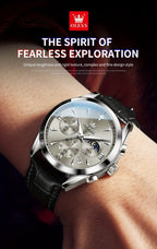 OLEVS Reloj para Hombre Clásico Cronógrafo Cuero Marrón Caja Dorada Analógico Cuarzo Moda Negocios Vestir Cara Grande Reloj de Hombre Día Fecha Luminoso Casual Reloj de Pulsera Masculino Regalos Románticos Relojes De Hombre Azul/Negro/Blanco/Marrón Esfera