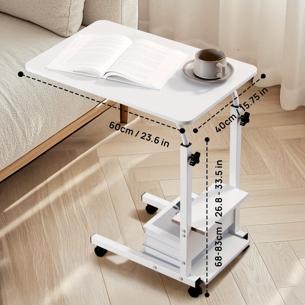 Escritorio Elevable de Altura Ajustable 68.58cm-83.82cm, Escritorio de Ordenador de 3 Niveles con Almacenamiento, Diseño Deslizante Debajo para Ahorrar Espacio, Robusto y Duradero, Fácil de Instalar, Mesa de Estudio Cómoda Ideal para Oficina en Casa, Sofá
