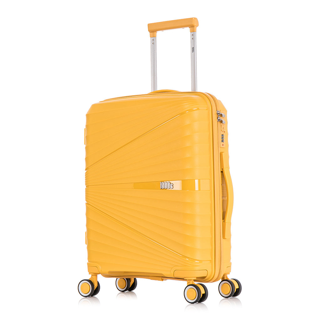 Maleta de cabina de 55x39x21.5cm (46L) de polipropileno - Candado incrustado - 20 pulgadas - RK06 Choco Azul Marino