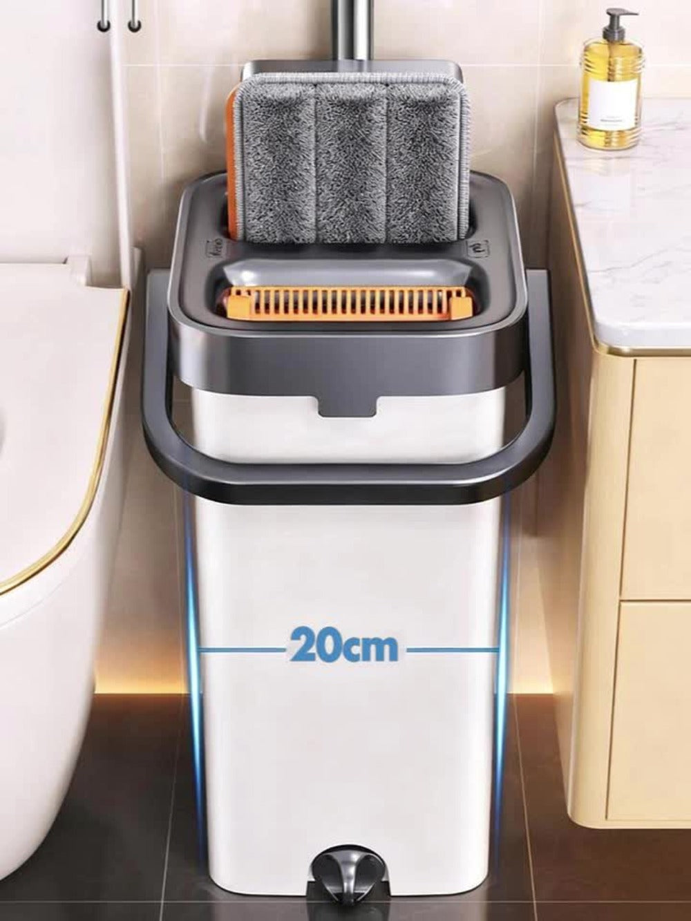 Set de fregona y cubo para el hogar de 33/40 cm, fregona de doble uso seco y húmedo, viene con 2 almohadillas de fregona reutilizables, ideal para limpiar pisos, ventanas, vidrio, baños y paredes, Black Friday, Navidad, regalos de Año Nuevo