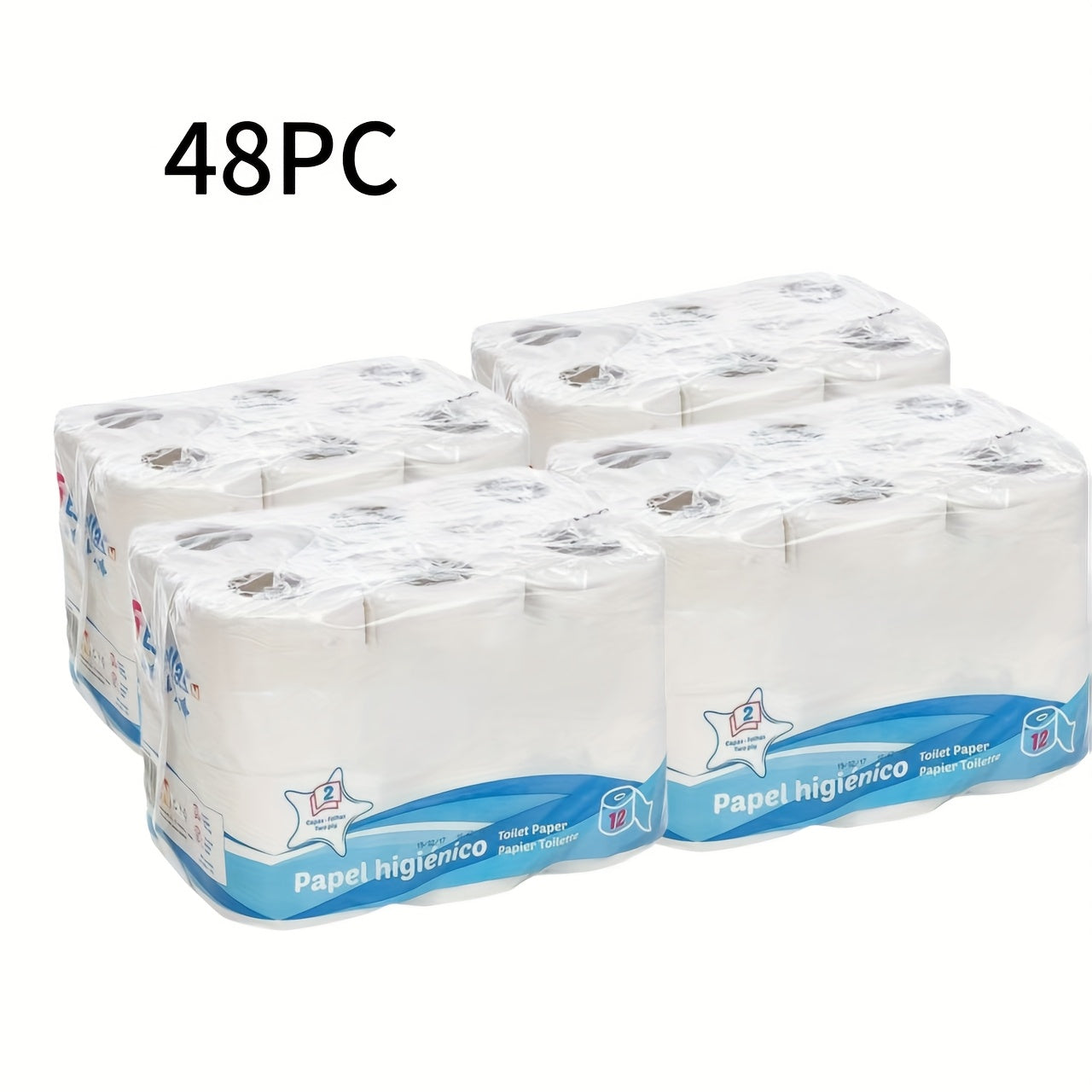 Papel Higiénico Suave y Seguro para el Hogar - Paquetes de 12, 24, 48 o 96 Rollos; Sin Blanquear ni Fragancia, Ideal para Uso Familiar Diario