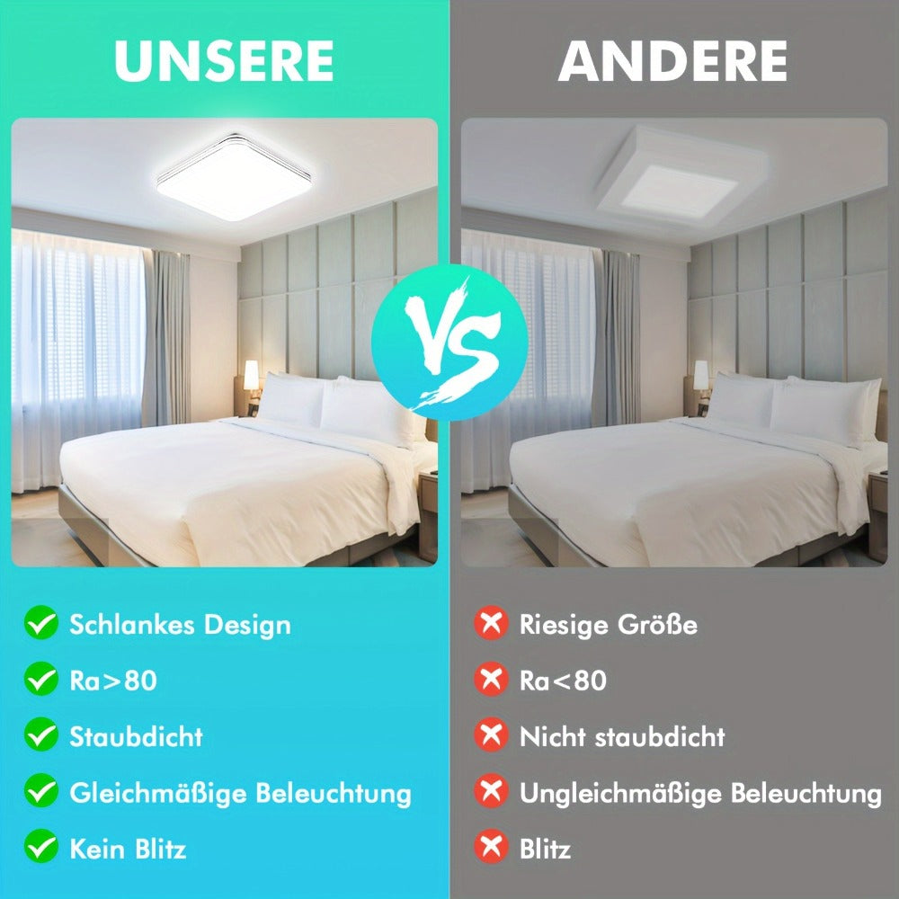 Lámpara de techo | Lámpara de techo LED cuadrada 18W 24W 36W 48W blanco frío 6500k, iluminación interior para dormitorio, sala de estar, cocina