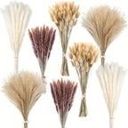 Ramo de Flores Secas de Hierba de las Pampas 200 piezas, Cola de Conejo 43.18 cm, Flores Naturales Esponjosas y Pomposas para Decoración de Bodas, Hogar o Fiestas - Estilo Bohemio (Clásico)