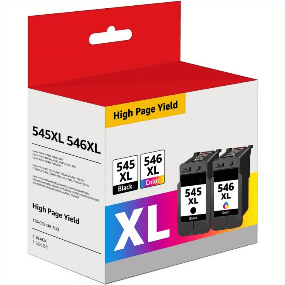 Cartuchos de Impresora PG-545XL CL-546XL para Canon 545 546 XL Multipack de Repuesto para Pixma MX495 TR4550 TS3150 TR4551 MG3050 MG2555s MX490 TS3151 MG2550s TS3350 MG2950 MG29500 S MG3051, Paquete de 2