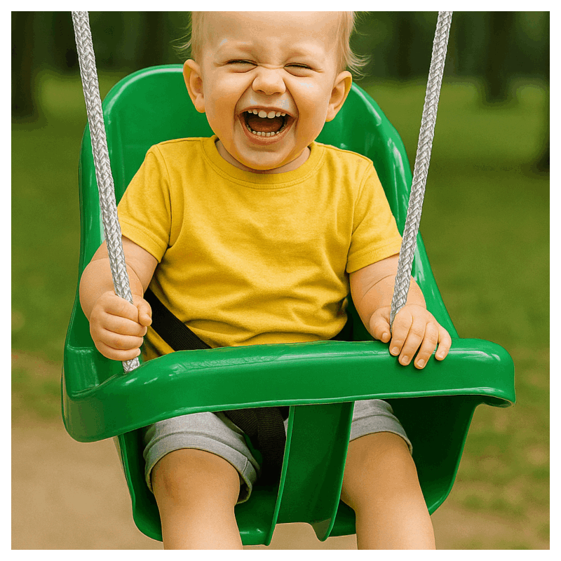 Colgacama tipo cubo para niños con cinturón de seguridad y cuerdas ajustables, asiento con respaldo alto y protección lateral, polipropileno duradero resistente a las condiciones climáticas y radiación UV, colgacama fácil de limpiar para el jardín, terraz