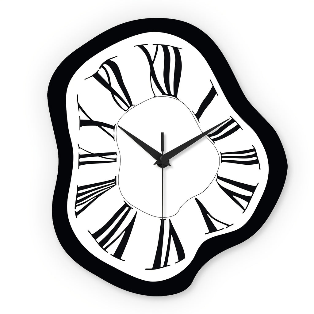 Reloj de pared moderno abstracto de madera derretida - Diseño contemporáneo en blanco y , reloj de cuarzo silencioso irregular de 30.48-40.64 cm a pilas para sala de estar, oficina, dormitorio, decoración de galería - Regalo ideal de decoración moderna pa