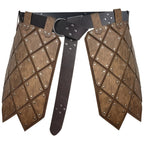 Armadura Medieval de Cuero Sintético para Muslo y Cintura con Cinturón - Protector de Falda Medieval de Doble Cara para LARP Combat, Ferias Renacentistas - Disfraz de  y Mercenario para Halloween, Navidad, Mardi Gras - Duradero y Fácil de Cuidar (no lavab