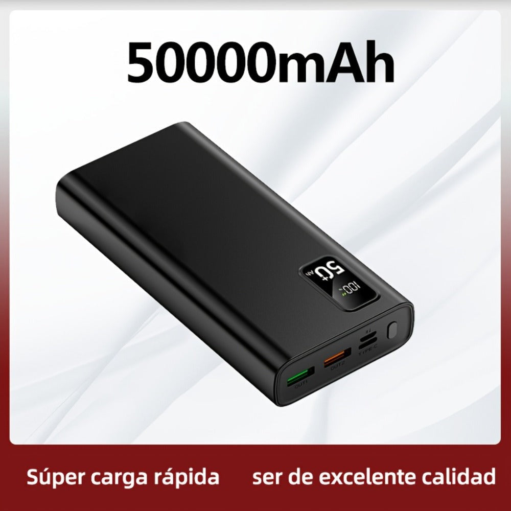 Batería Externa de 50000mAh, Pantalla LED de Energía, Carga Rápida Tipo-C, Banco de Energía de Gran Capacidad y Carga Súper Rápida, Ideal para Cargar Teléfonos Móviles/Samsung/Dispositivos Electrónicos Android, Batería de Emergencia Portátil para Exterior