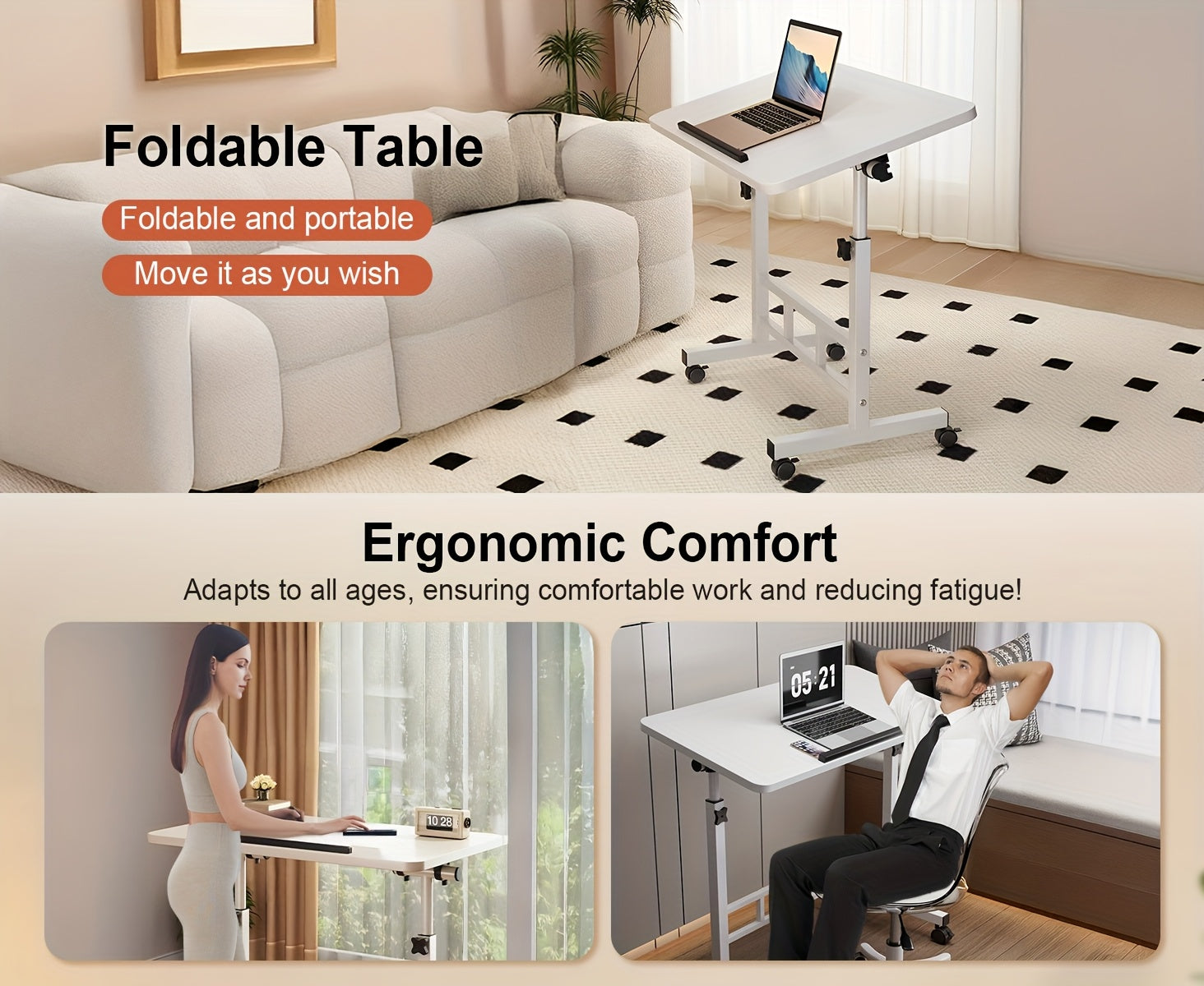 Escritorio para teletrabajo y estudio | 59.94cm y 88.9cm y ajustable
