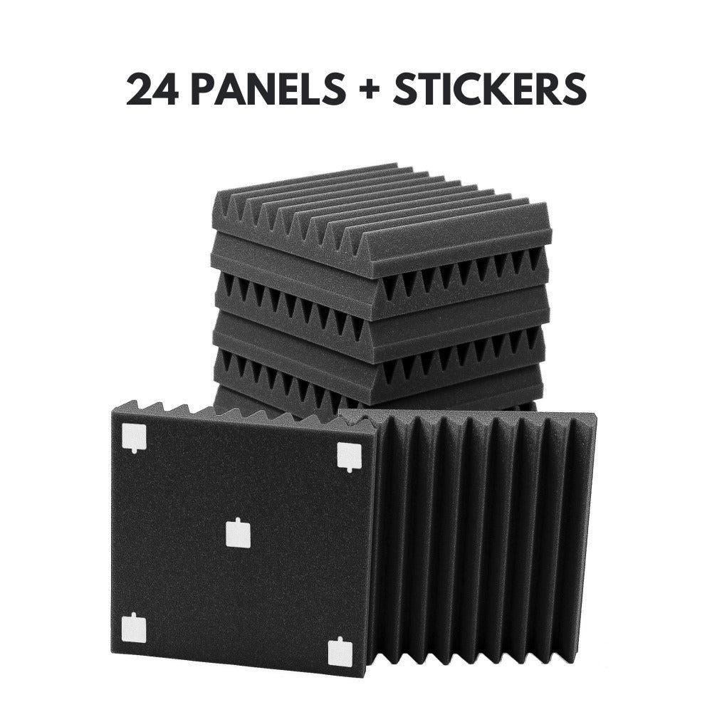 24 Paneles acústicos de alta densidad para insonorizar, 30x30x5 cm, absorbentes de sonido de espuma acústica, aislante acústico para Estudios de Grabación, Salas de Música, Oficinas, Espacios de Juegos, Podcasts, Aulas, Cines en Casa y Paredes de Dormitor