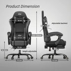 Silla Gaming con Cojín de Resortes de Bolsillo, Silla de Computadora Ajustable en Altura, Silla Ergonómica para Adultos con Soporte Lumbar de Masaje, Silla con Función Giratoria, para Gaming u Oficina