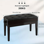 Banco para instrumento de teclado, Banco para piano, Altura ajustable 48-58 cm, Banco para piano con espacio de almacenamiento, Cojín de cuero sintético, Capacidad de carga hasta 150 kg, Banco multifuncional, Se puede utilizar como taburete de vestir, tab