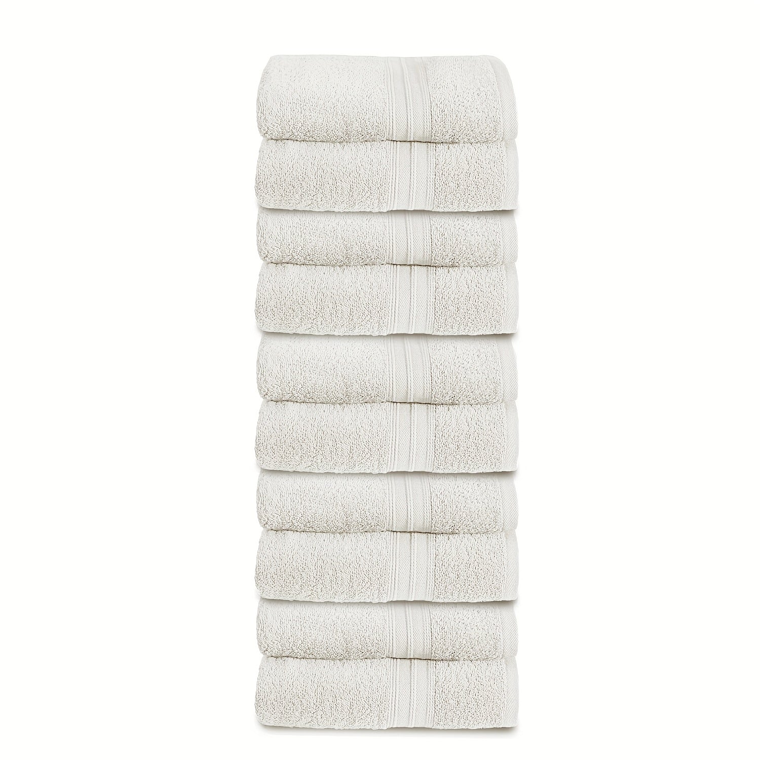 Juego de 10 Toallas de Mano de 50 x 100 cm, 550 g/m², Toallas de Algodón Suave, Secado Rápido, Altamente Absorbentes y Ligeras, Multiusos con Borde a Rayas Moderno, Ideales para Hogar, Hotel y Baño