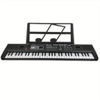 Teclado de Piano Digital de 61 Teclas con Micrófono, Teclado de Piano Musical Portátil, Teclado Electrónico Multifuncional, Instrumento Musical de Teclado para Piano, Regalos de Cumpleaños para Principiantes (Con Pantalla LCD)