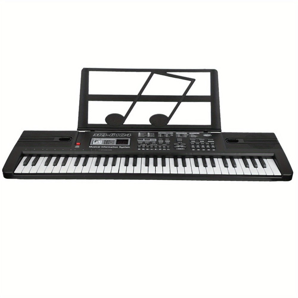 Teclado de Piano Digital de 61 Teclas con Micrófono, Teclado de Piano Musical Portátil, Teclado Electrónico Multifuncional, Instrumento Musical de Teclado para Piano, Regalos de Cumpleaños para Principiantes (Con Pantalla LCD)
