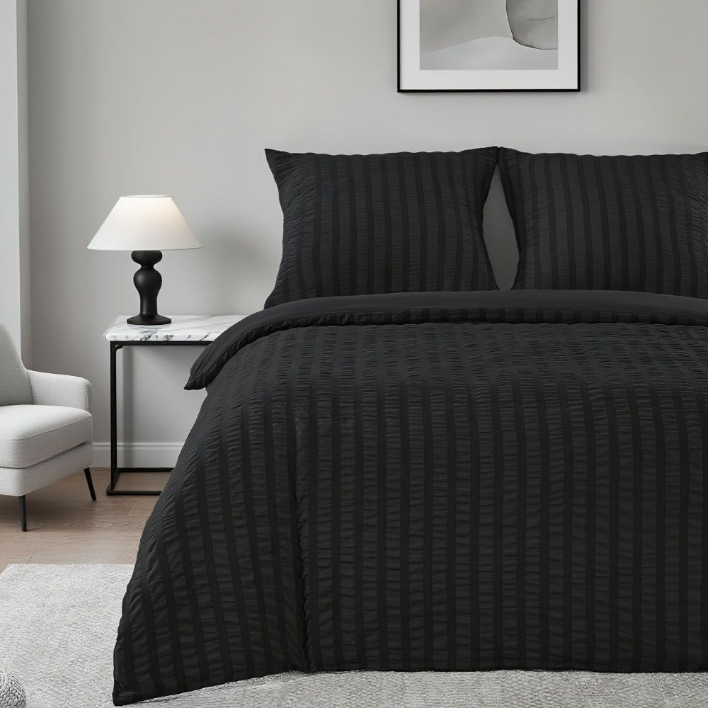 1 funda nórdica de gasa con burbujas y rayas en relieve, ropa de cama sencilla con cierre de cremallera, lavable a máquina, ideal para habitaciones de hotel, dormitorios, etc. Incluye funda de almohada de 80 * 80 cm