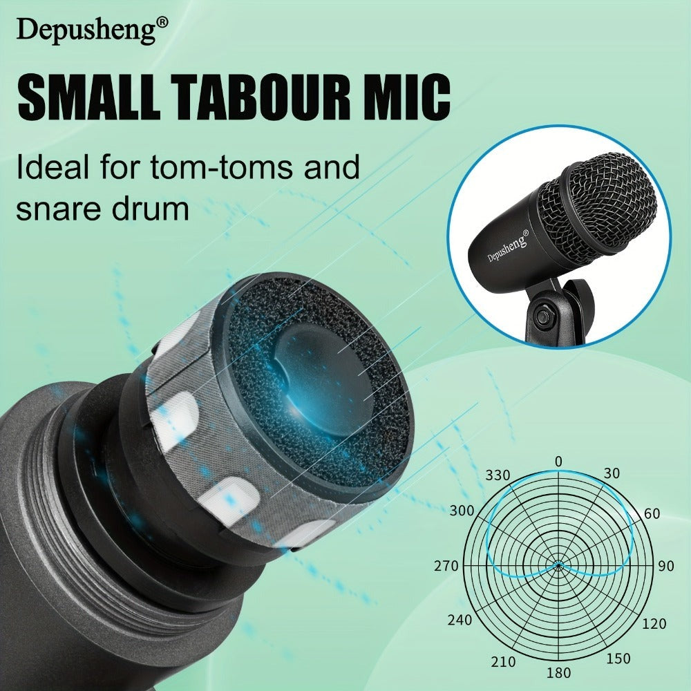 Kit de micrófonos dinámicos con cable Depusheng de 5/7 piezas para batería, voz y otros instrumentos con clip roscado para escenario, 4 de julio/Día de la Independencia