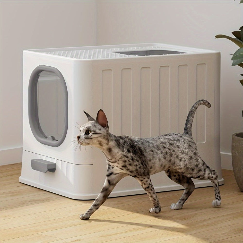 Caja de Arena para Gatos con Tapa: Arena Cerrada para Gatos, Bandeja Grande para Baño de Gatos con Diseño de Cajón de Fácil Limpieza, 38.8 X 35.8 X 48.3Cm, Sin Batería
