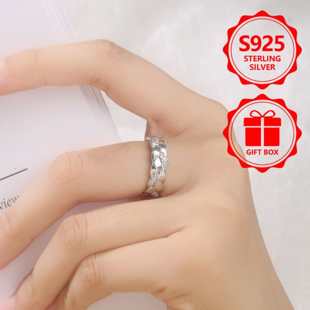 Anillo de moda exquisito para mujer de plata de ley 925 PM:D21, elegante y con estilo, un anillo de joyería de alto valor para mujer con incrustaciones de piedras naturales, adecuado para vacaciones, viajes y uso diario, un regalo conmemorativo perfecto p