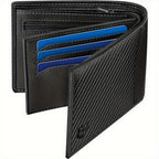 Cartera para Hombre, Cartera de Cuero Bifold con Bloqueo RFID, Cartera Delgada con Ventana para Identificación, Bolsillo con Cremallera para Monedas, 9 Ranuras para Tarjetas y 2 Compartimentos para Billetes, Cartera para Hombres con Caja de Regalo,