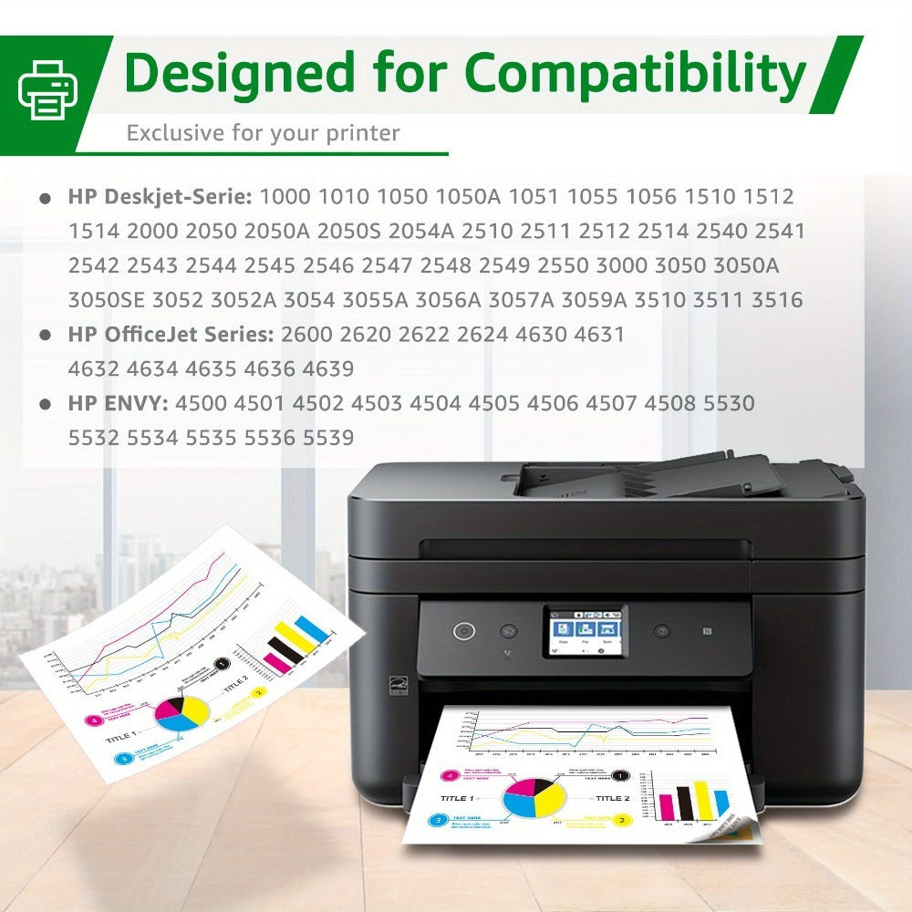 Reemplazo de cartucho de tinta 301XL negro y de tres colores para HP 301XL Funciona con HP DeskJet 1000 1050 1055 1056 1510 1513 1517 2000 2050 2510 2540 OfficeJet 2620 2622 Envy 4500 4502 5530 5532 Impresora, paquete de 2