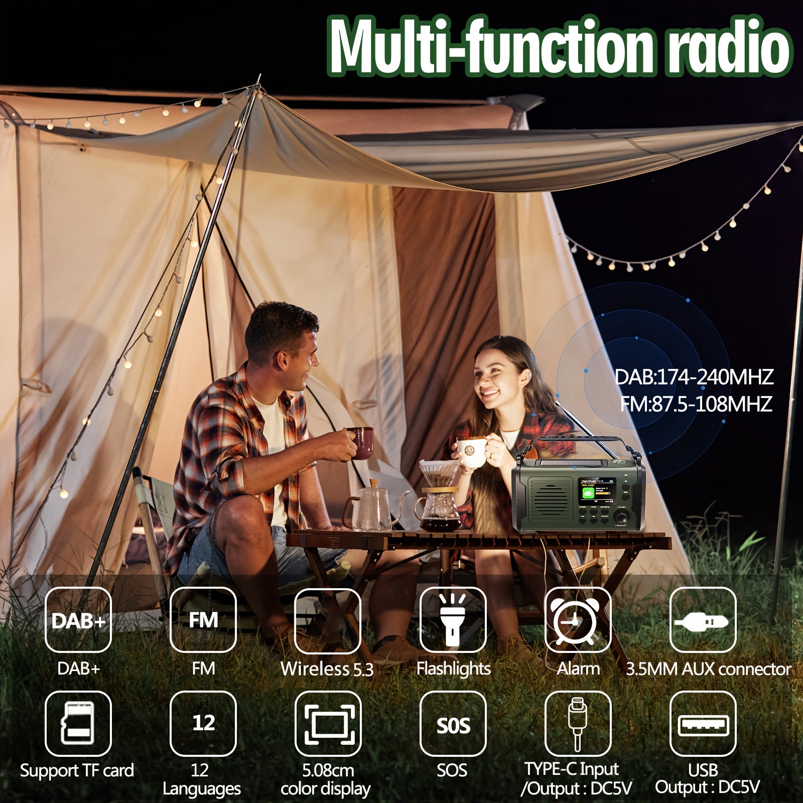 Radio de emergencia portátil | Camping supervivencia y cortes de energía