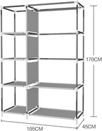 Armario Cecaro Group de tela 105X45X170 Cm - Estructura de acero reforzado, antipolvo e impermeable, armario portátil con estantes y barra para colgar, fácil de montar