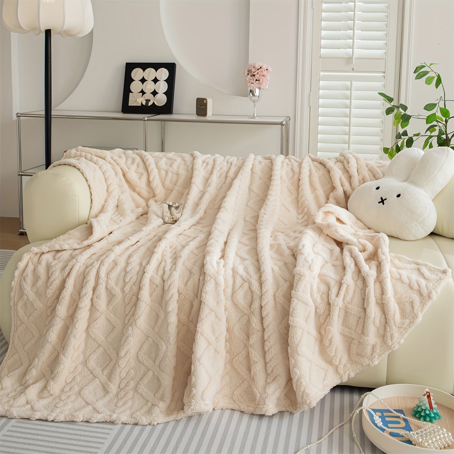 Manta de Lujo Ultra Suave de Felpa - Suave Forro Polar para Humanos | Multiusos para Sofá, Cama, Oficina y Viajes | Lavable a Máquina, Calidez para Todas las Estaciones | Varios Tamaños y Tonos Neutros