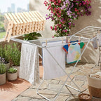 tendedero Plegable metálico, 20 Metros Espacio de tendido, Soporte para Tender Ropa, Patas Antideslizantes (Plateado, 52 x 102cm)