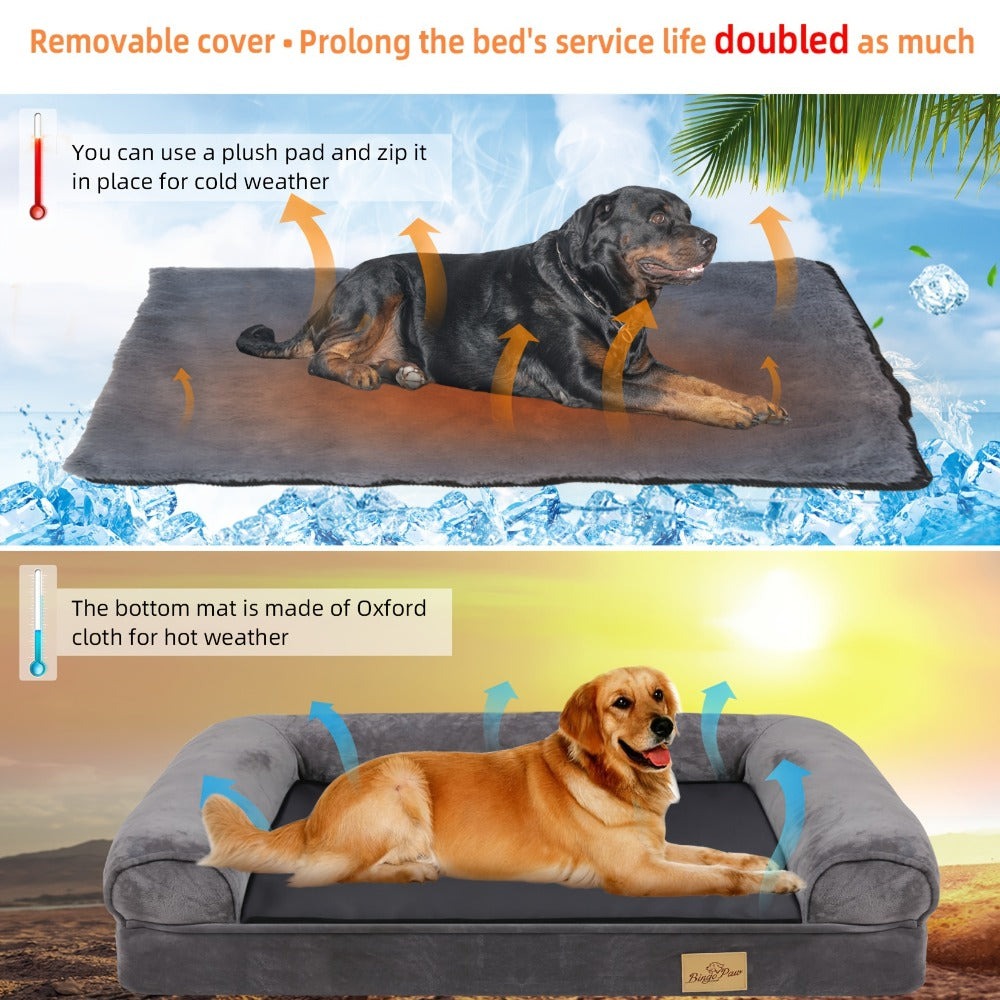 Cama duradera para perro grande: Cama tipo sofá acogedora jumbo extragrande para perro, espuma de esponja ortopédica, funda extraíble y lavable, para uso en invierno y verano