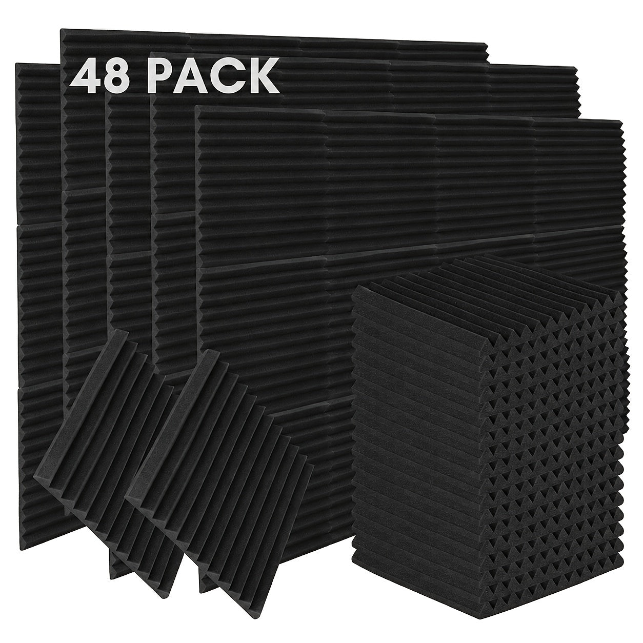 Paneles Acústicos 3D 30x30x2.5cm Autoadhesivos, Espuma Aislante de Sonido para Paredes - Paneles de Absorción Acústica para Estudio, Aislamiento Acústico para Hogar u Oficina, Reducción de Ruido 24/48/72 Piezas