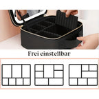 Neceser de Maquillaje, Bolso de Maquillaje con Espejo, Gran Capacidad, Bolso de Mano Portátil de Alta Gama, Bolsa de Almacenamiento de Cosméticos para Mujeres y Hombres, Espejo Redondo Pequeño de Detalle de Belleza con Aumento