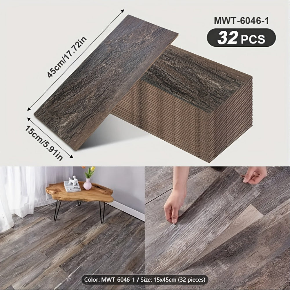 Pack de baldosas de vinilo para suelo 32 piezas de madera | Para cocina, baño y sala