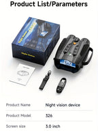 Binoculares de visión nocturna 4K HD, gafas de visión nocturna con pantalla de 3 pulgadas y linterna, adecuadas para la caza al aire libre en la oscuridad, seguridad para acampar, observación de la vida silvestre, zoom digital 10X, batería incorporada de