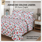 Colcha Bouti Microfibra Reversible Estampada – Colcha Verano y Entretiempo Ligera y Transpirable, Acolchado Pinsónico para Todas las Estaciones, Sin Fundas de Almohada